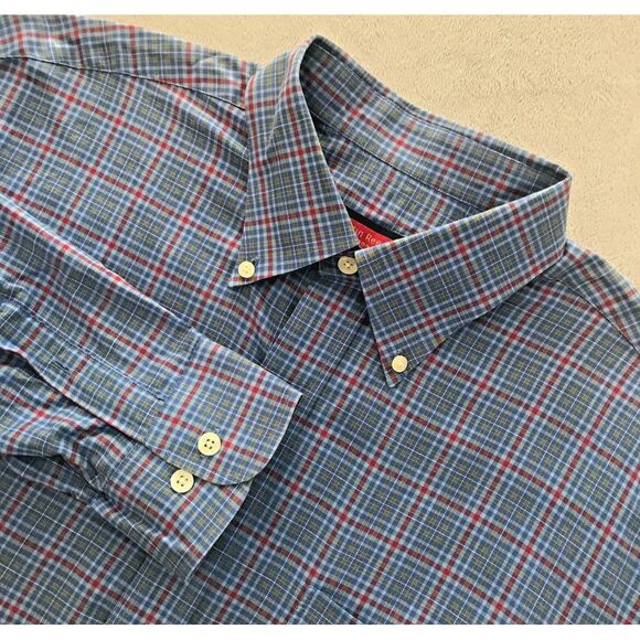 Austin Reed Other - Austin‎ Reed London Shirt Mens XL Blue Red Plaid Long Sleeve Button Up Cotton